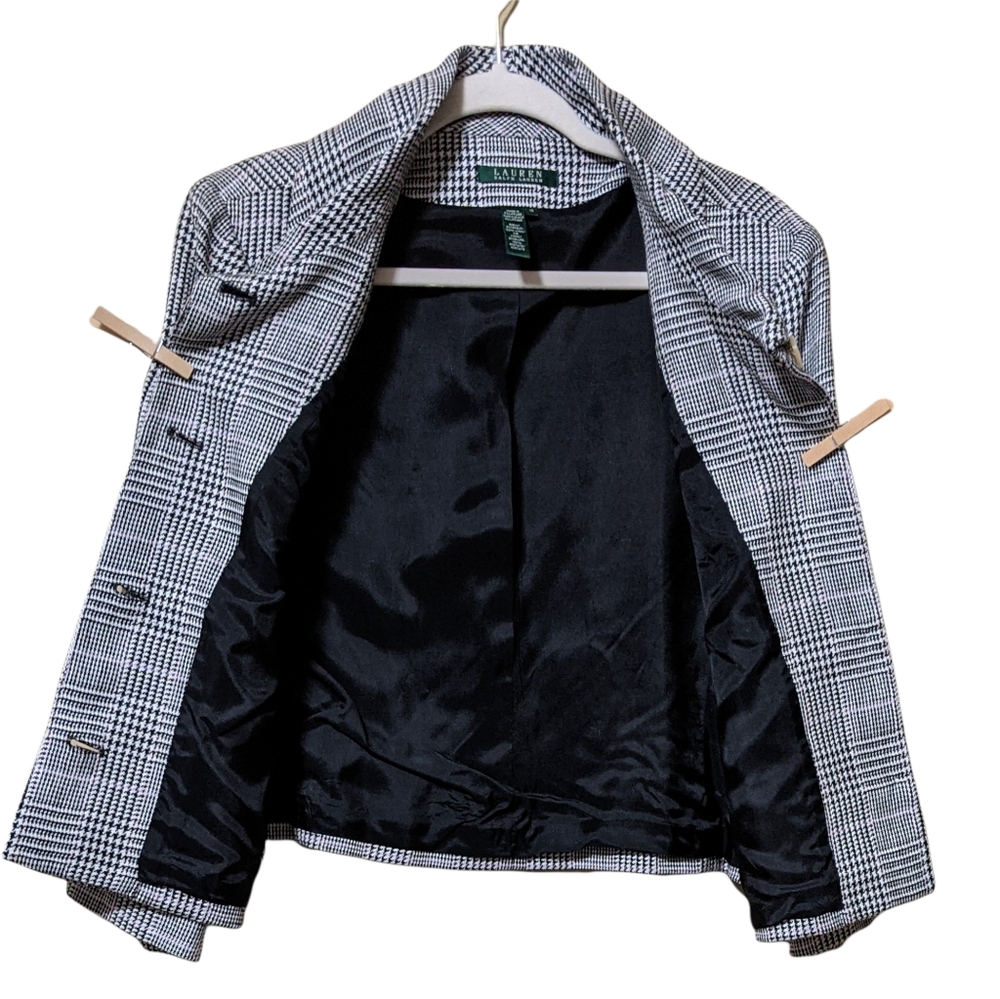 Ralph Lauren LRL linen plaid blazer jacket career boxy oversized collar … - Picture 3 of 12